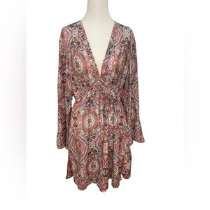 Athleta Paisley Pink and Brown Swim Cover up